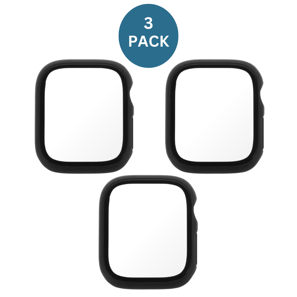 3PCS Qixxronics for Apple Watch Case, Series SE 2 (40mm), Black, with Built-in Tempered Glass Screen Protector