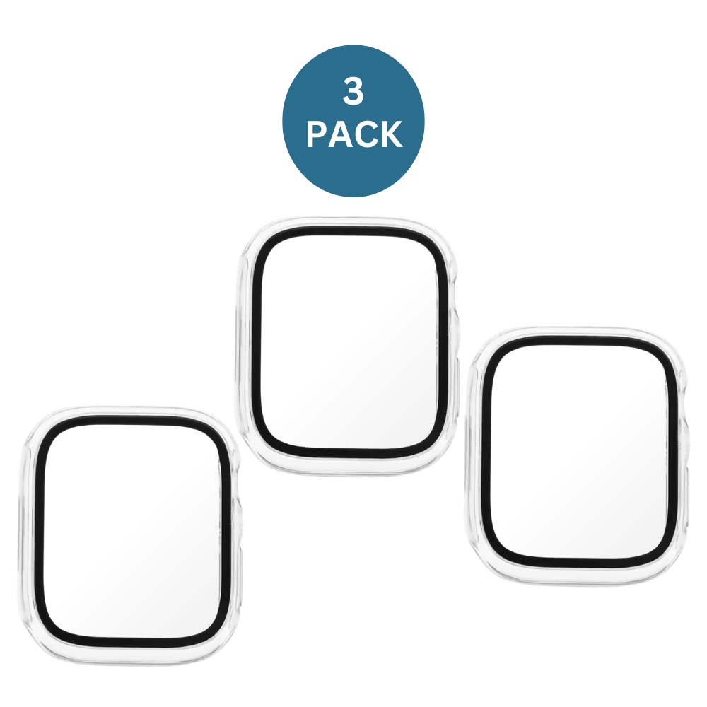 Qixxronics Clear Case for Apple Watch Series SE 40mm 3PACK, Built-in Tempered Glass Screen Protector
