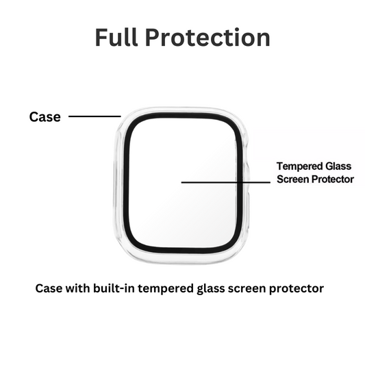 Qixxronics Clear Case for Apple Watch Series Ultra 49mm 3PACK, Built-in Tempered Glass Screen Protector
