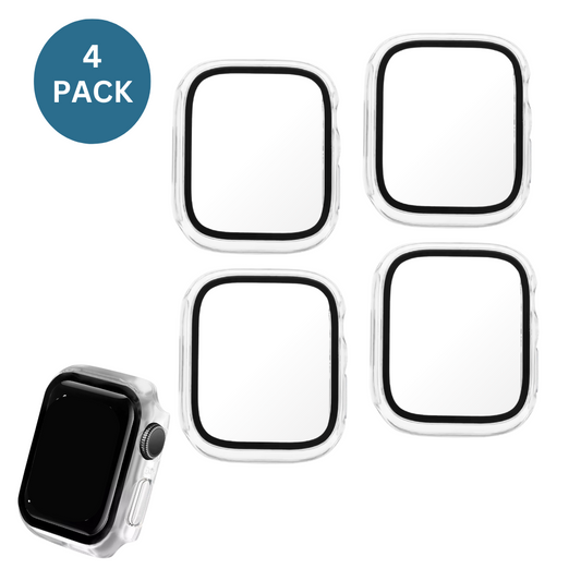 4x Qixxronics For Apple Watch 42mm Series 1/2/3 Case, Clear, with Built-in Glass Screen Protector