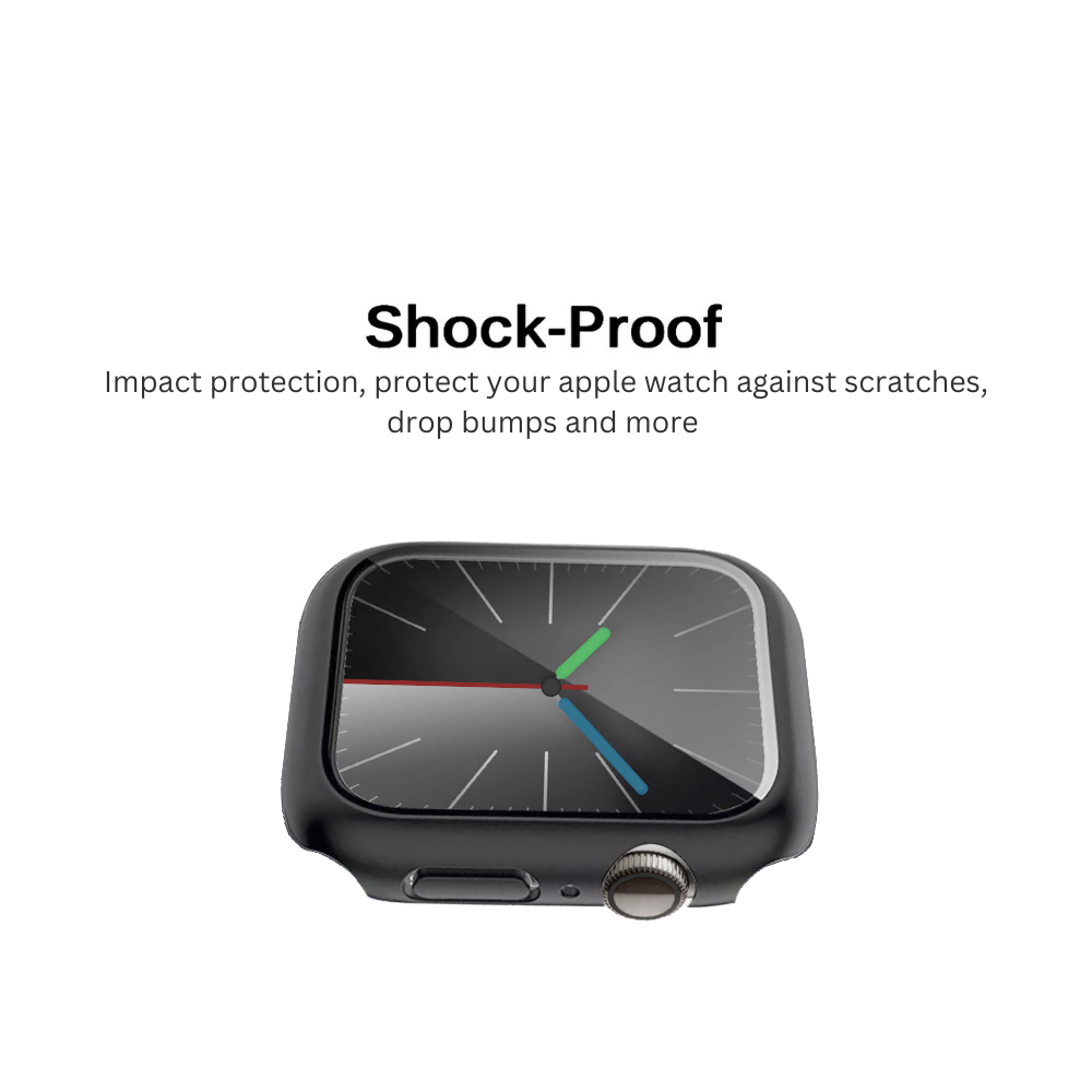 4PCS Qixxronics Black Case for Apple Watch Series 7 / 8 / 9 - 45mm, with Built-in Tempered Glass Screen Protector Full Coverage