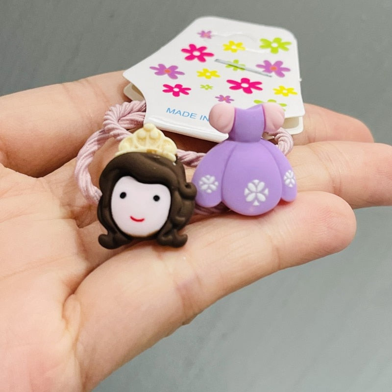 2Pcs Purple Dress Girl Girls Elastic Hair Bands Ponytail Hair Ties Kids