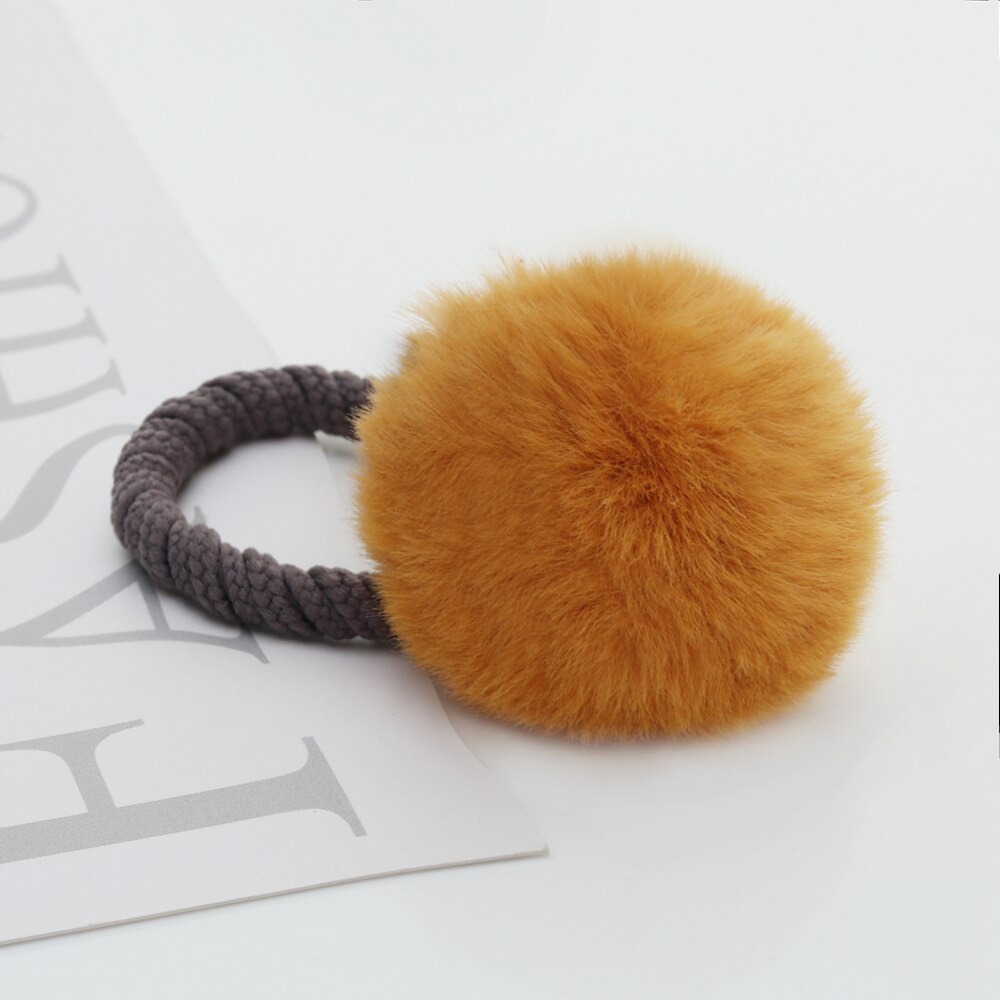 11 Styles Women Soft Furry Candy Colorful Fur Ball Hair Ring Hair Rope Pom Pom