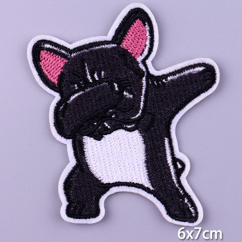 French Bullgog Dog Dancing DIY Cartoon Patches Clothes Patch Embroidered