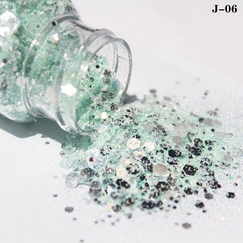 27 Styles Mirror Silver Nail Art Mermaid Glitter Hexagon Paillette Sequins