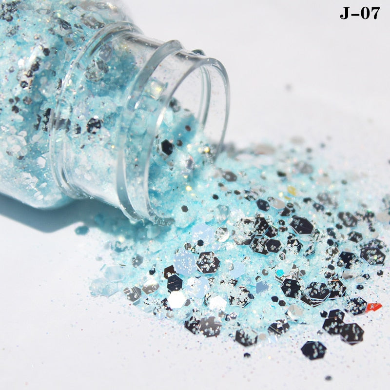 27 Styles Mirror Silver Nail Art Mermaid Glitter Hexagon Paillette Sequins
