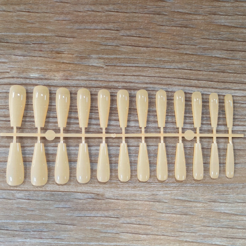 24pcs Mix Colors Smooth Super Long Coffin False Nail Ballet Press on Nails Tips