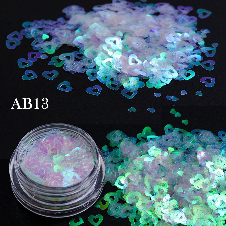 11 Styles Holographic Butterfly Star Round Heart Flake Mirror Sequins Nail