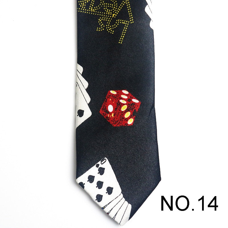 Dice and Gaming Cards Novelty Tie Men's Tie Male Neckties Suit Party Ties