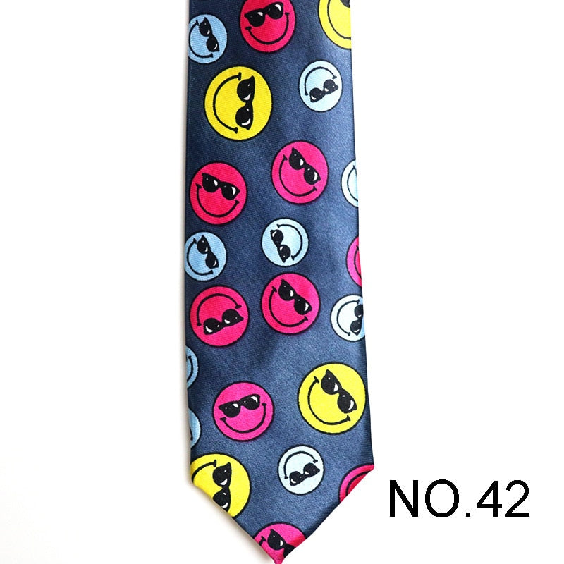 Colorful Emoji with Glasses Men's Tie Male Neckties Suit Party Ties Wedding