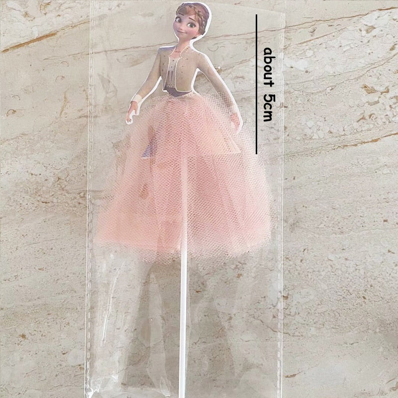 1pc Cartoon Princess Pink Dress Cake Cupcake Toppers Cake Flag Birthday Baby