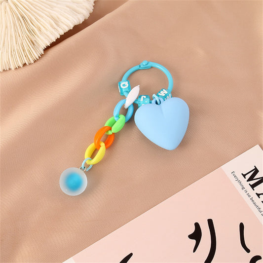 6 Colors Colorful Cute Heart Acrylic Keychain Chain Keyring For Women Handbag
