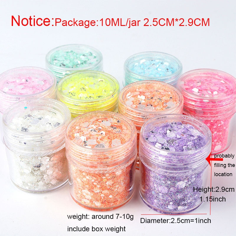 27 Styles Mirror Silver Nail Art Mermaid Glitter Hexagon Paillette Sequins