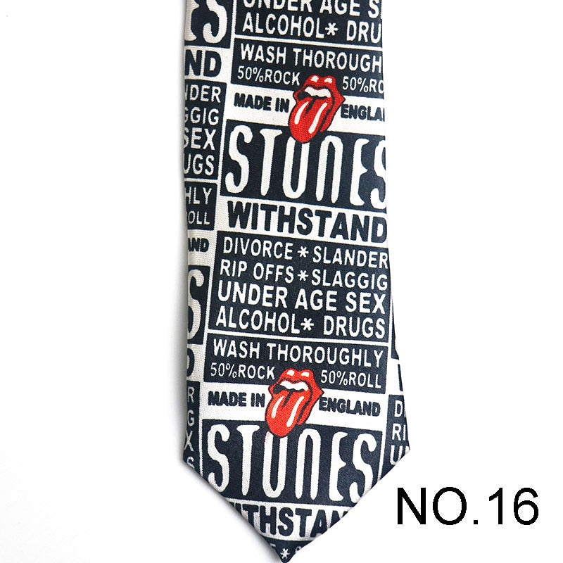 Crazy Typography Men's Tie Male Neckties Suit Party Ties Wedding Office Necktie
