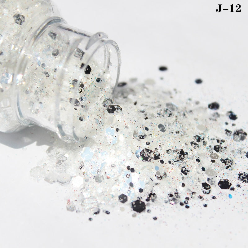27 Styles Mirror Silver Nail Art Mermaid Glitter Hexagon Paillette Sequins