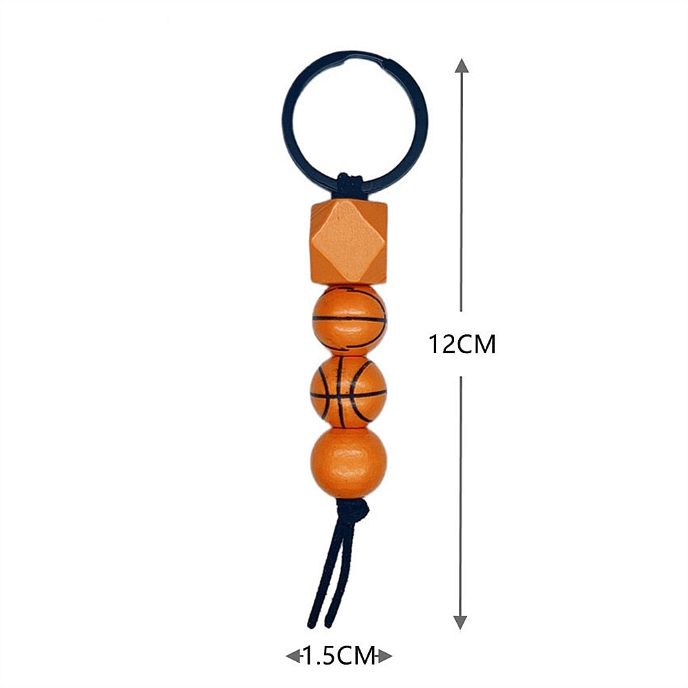 6 Styles PVC Beaded Keychain Basketball Soccer Tennis Keyring For Women Men Bag
