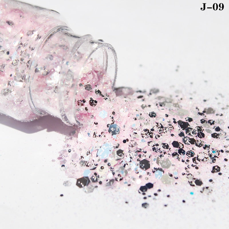 27 Styles Mirror Silver Nail Art Mermaid Glitter Hexagon Paillette Sequins