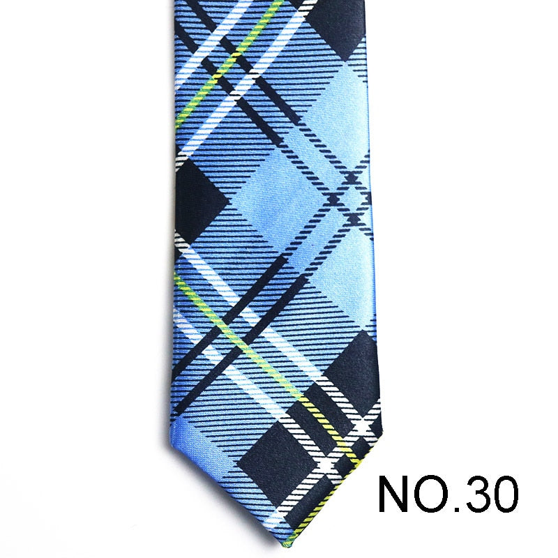 Blue Plaid Men's Tie Male Neckties Suit Party Ties Wedding Office Necktie Gifts