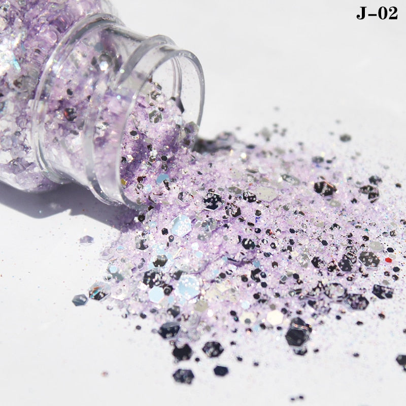 27 Styles Mirror Silver Nail Art Mermaid Glitter Hexagon Paillette Sequins