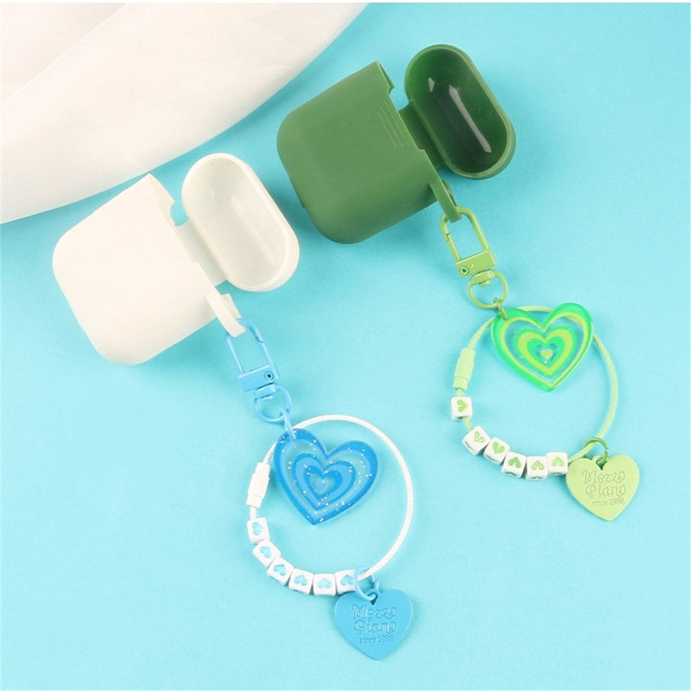 5 Colors Heart Pendant Beads Acrylic Keychains Cute Love Keyrings Women Bag