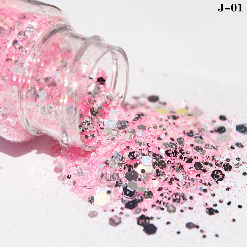 27 Styles Mirror Silver Nail Art Mermaid Glitter Hexagon Paillette Sequins