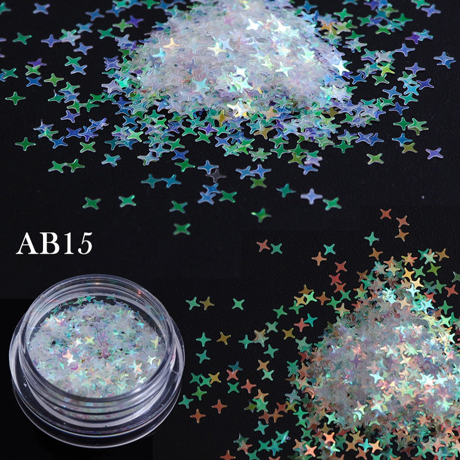 11 Styles Holographic Butterfly Star Round Heart Flake Mirror Sequins Nail