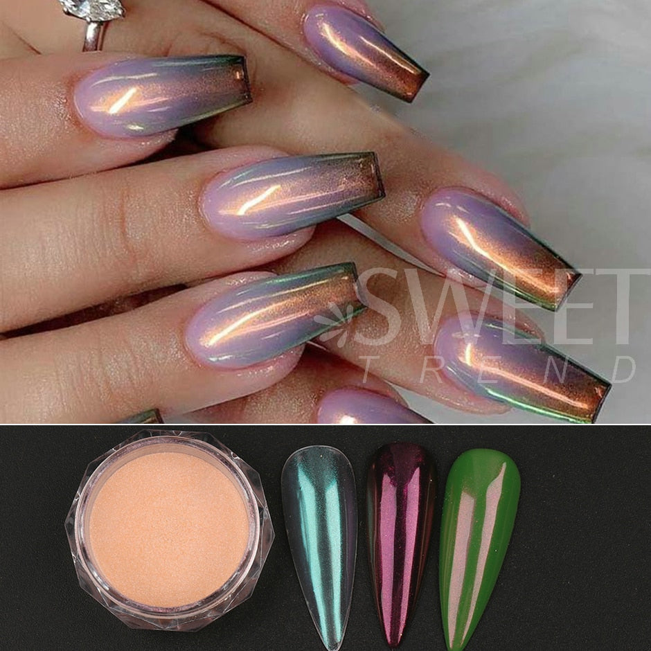 Fairy Nail Pigment Powder Holographic Fine Chrome Rubbing Dust Shimmer Gentle