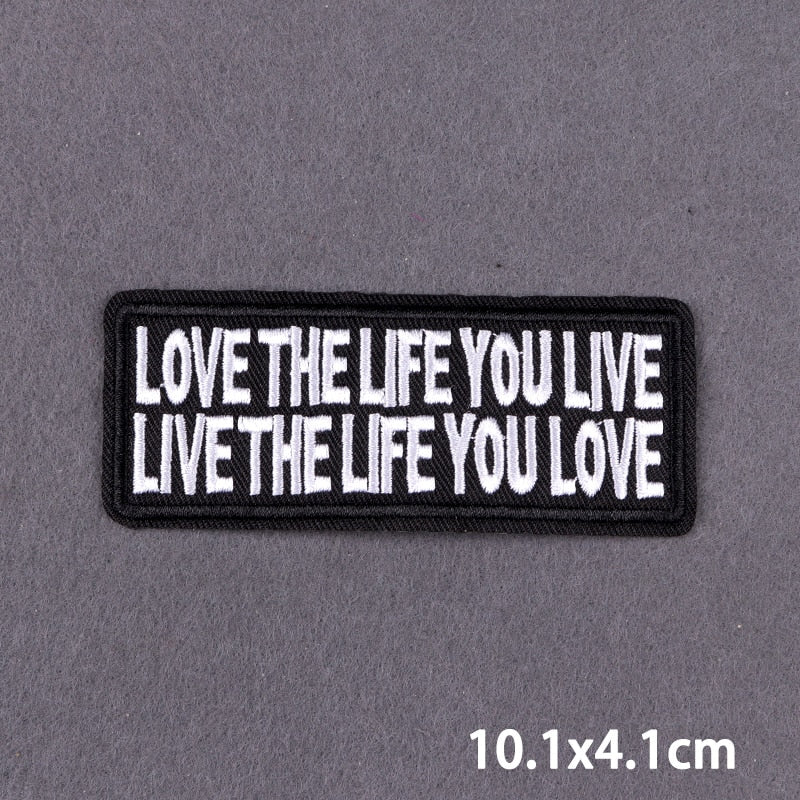 Love The Life You Live Slogan Patch Iron On Badge Clothes DIY Embroidery Patches
