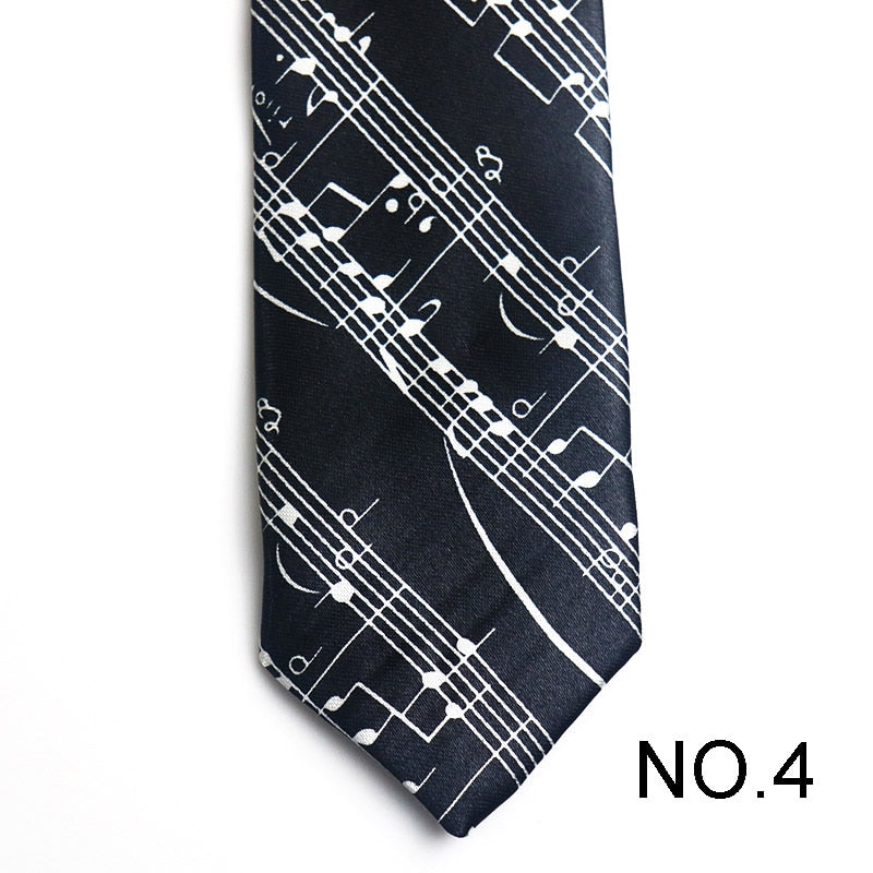 Novelty Tie Black Piano Notes Men's Tie Male Neckties Suit Party Ties Wedding