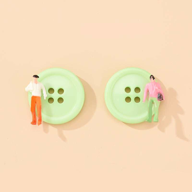 Green Button Stud Earrings Female Girl Fashion Earrings Birthday Holiday Gifts