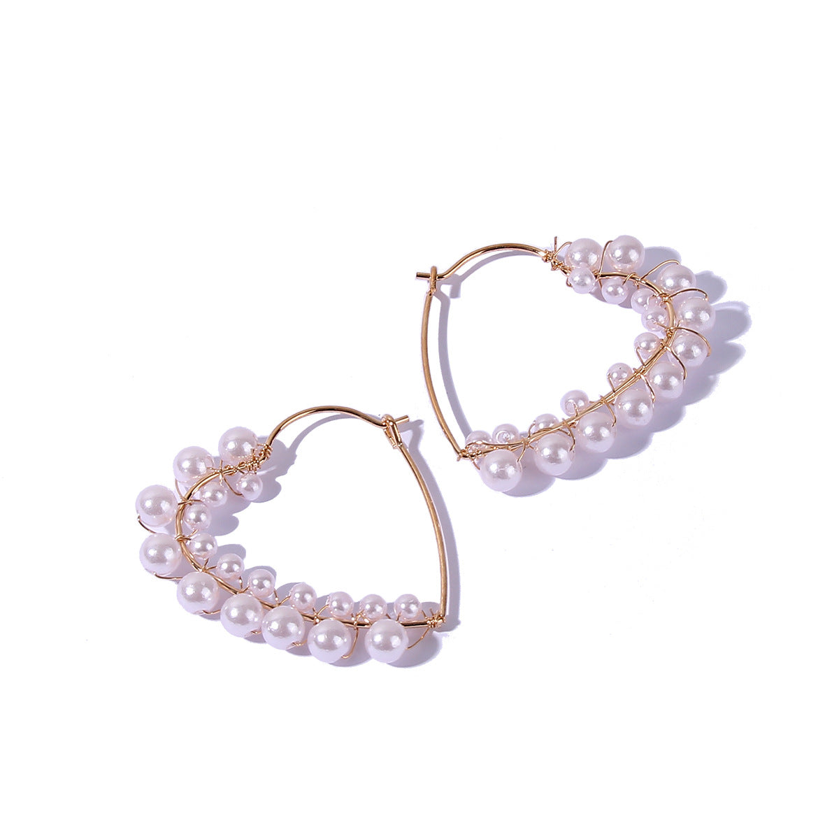 Heart Faux Pearl Drop Earring Women Jewelry Mom Gift Everyday Wear Earrings