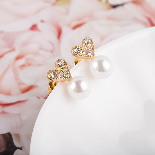Heart Faux Pearl Jewelry Stud Earrings Modern Fashion Women Earrings Piercing