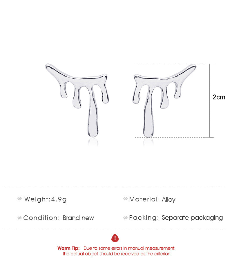 Metallic Drip Stud Earrings Female Girl Fashion Earrings Birthday Holiday Gifts