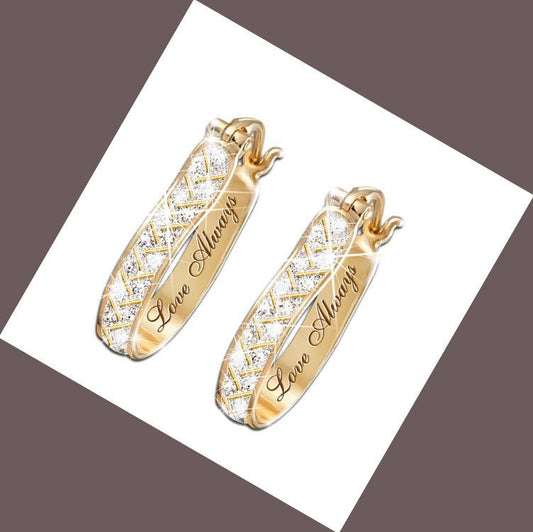 Love Always Rhinestone Hoop Drop Dangle Earrings Women Jewelry Gift for Her Accessories