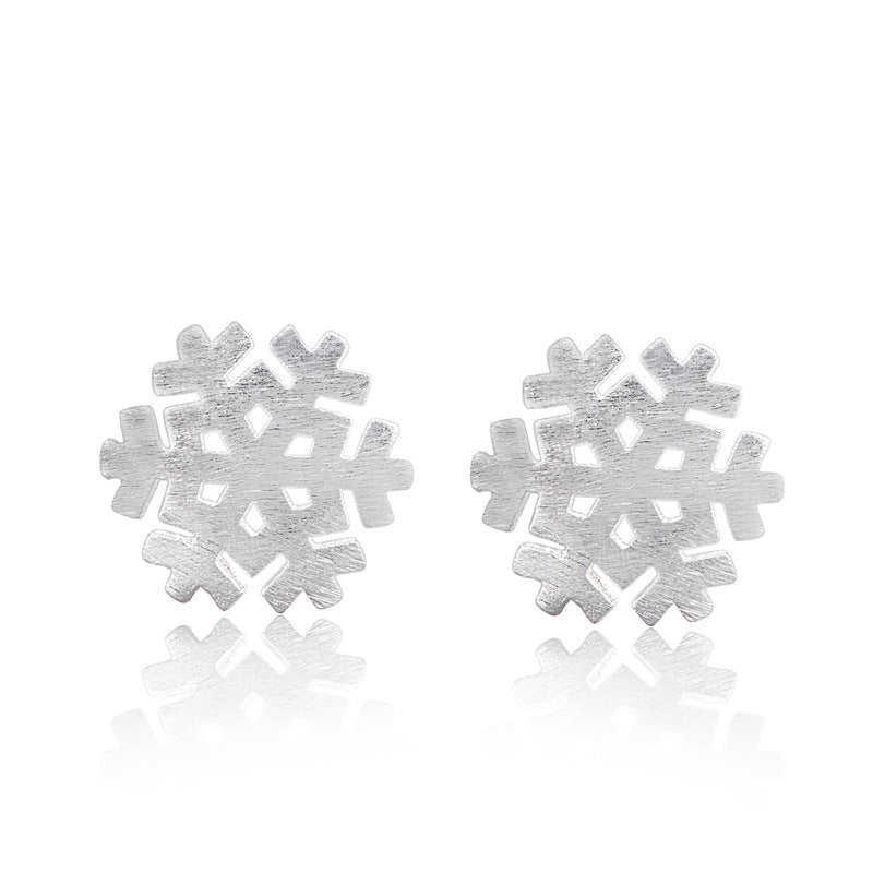 Metallic Snowflake Stud Earrings Women Fashionable Luxurious Earrings Jewelry