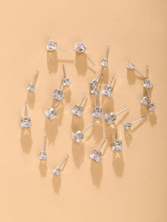 12 Pairs Stud Earrings Zircon Ear Stud Men Women Boys Earrings Set