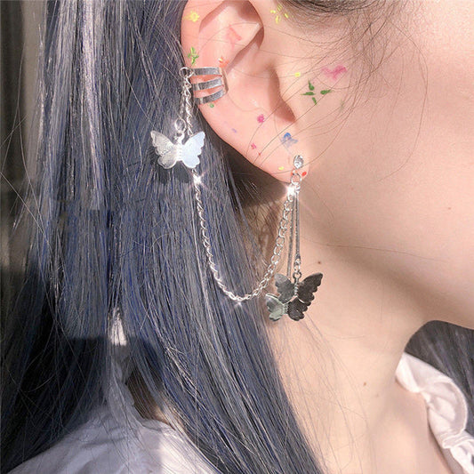 Butterfly Ear Stud Ear Cuff Earrings Dangle Women Fashion Jewelry Gift for Her