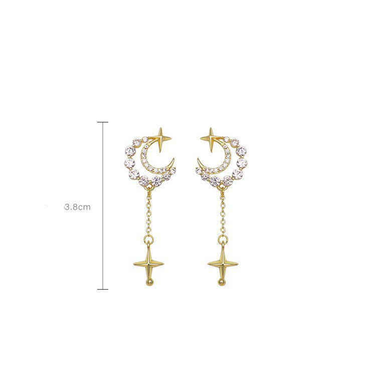 Rhinestone Moon Dangle Earring Exquisite Fashion Drop Earrings For Women
