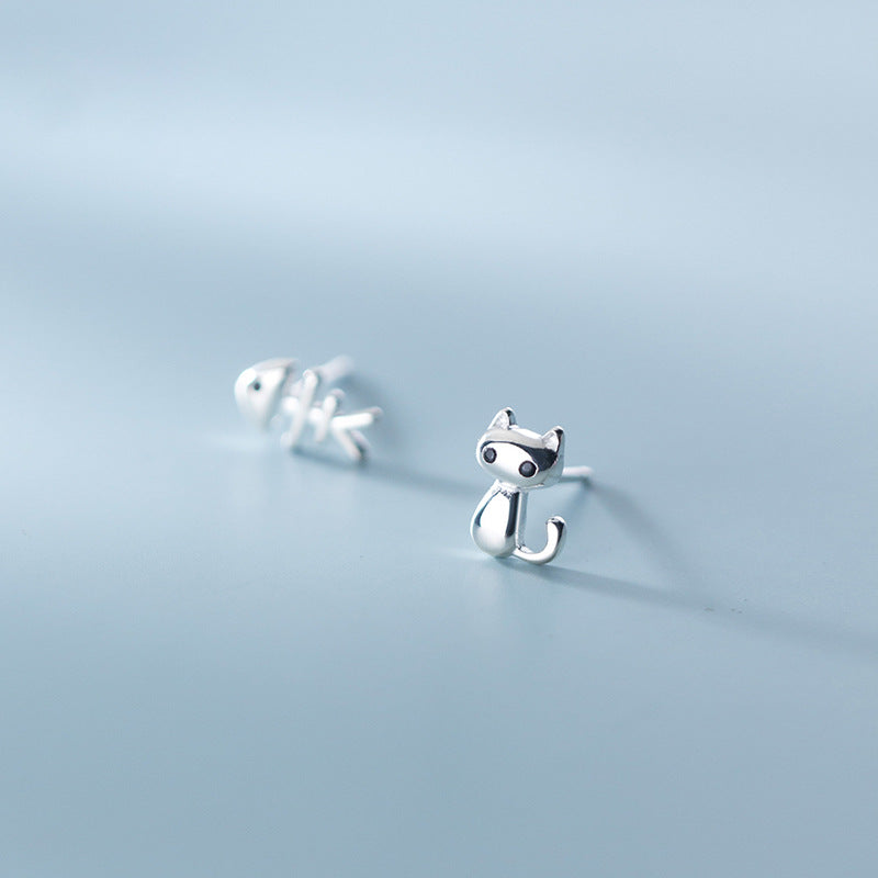 Cat and Fish Stud Earrings Women Fashionable Luxurious Earrings Jewelry
