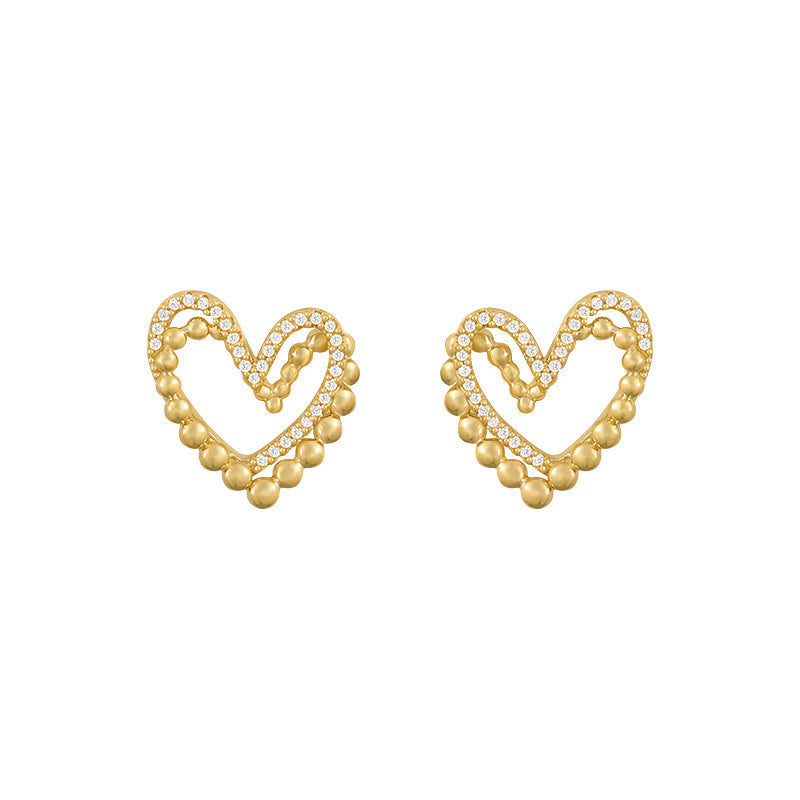 Dots Heart Stud Earrings for Girls Women Stud Jewelry Gift Accessories