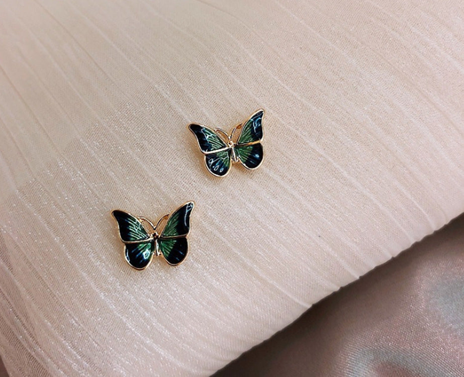 Green Butterfly Stud Earrings for Girls Women Stud Jewelry Gift Accessories
