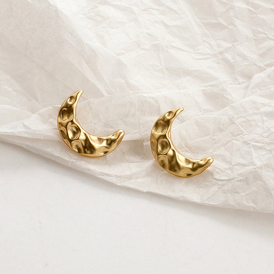 Hole Pattern Moon Stud Earrings for Girls Women Stud Jewelry Gift Accessories