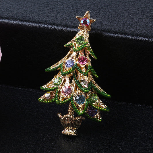 Diamond retro Christmas tree brooch