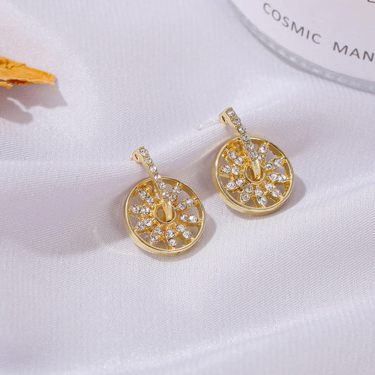 Geometric Wheel Stud Earrings Fashion Jewelry for Girls Women Gift Accessories