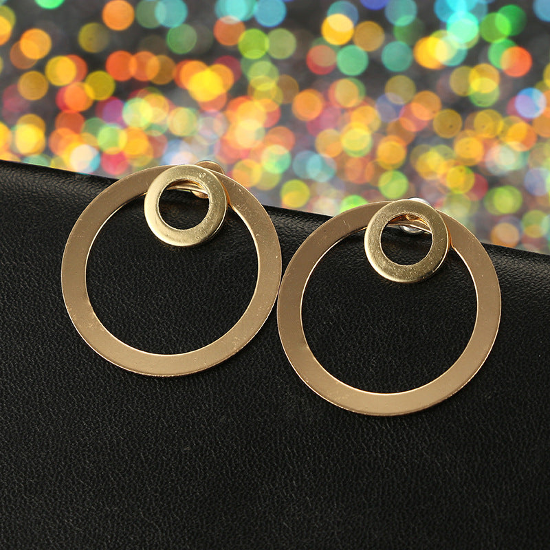Double Circle Stud Earrings Women Girls Gifts Jewelry Accessories