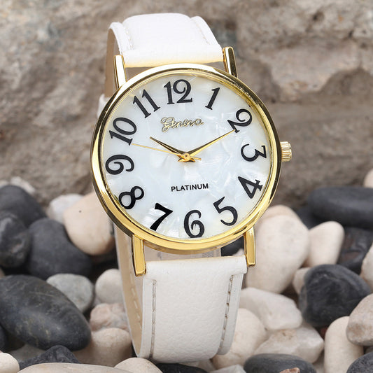 Marble Belt Watch Fashion Geneva Watch Shell Face Casual Watch For Men And Women