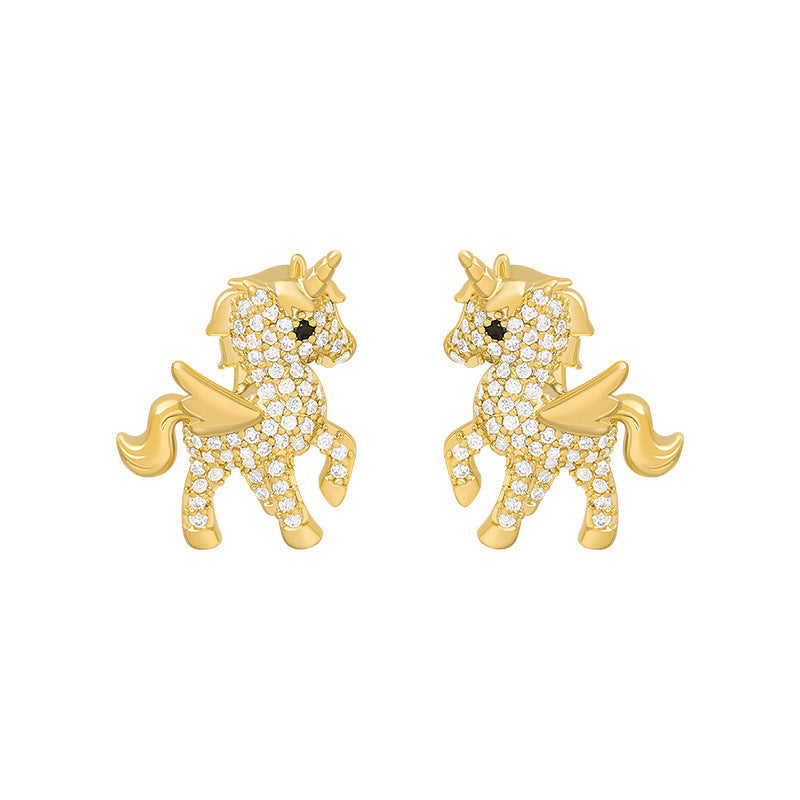 Unicorn Stud Earrings Women Fashionable Luxurious Earrings Jewelry