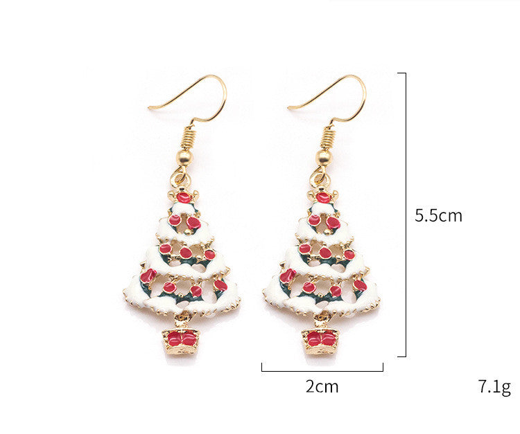 Christmas Cartoon Dripping Oil Color Earrings