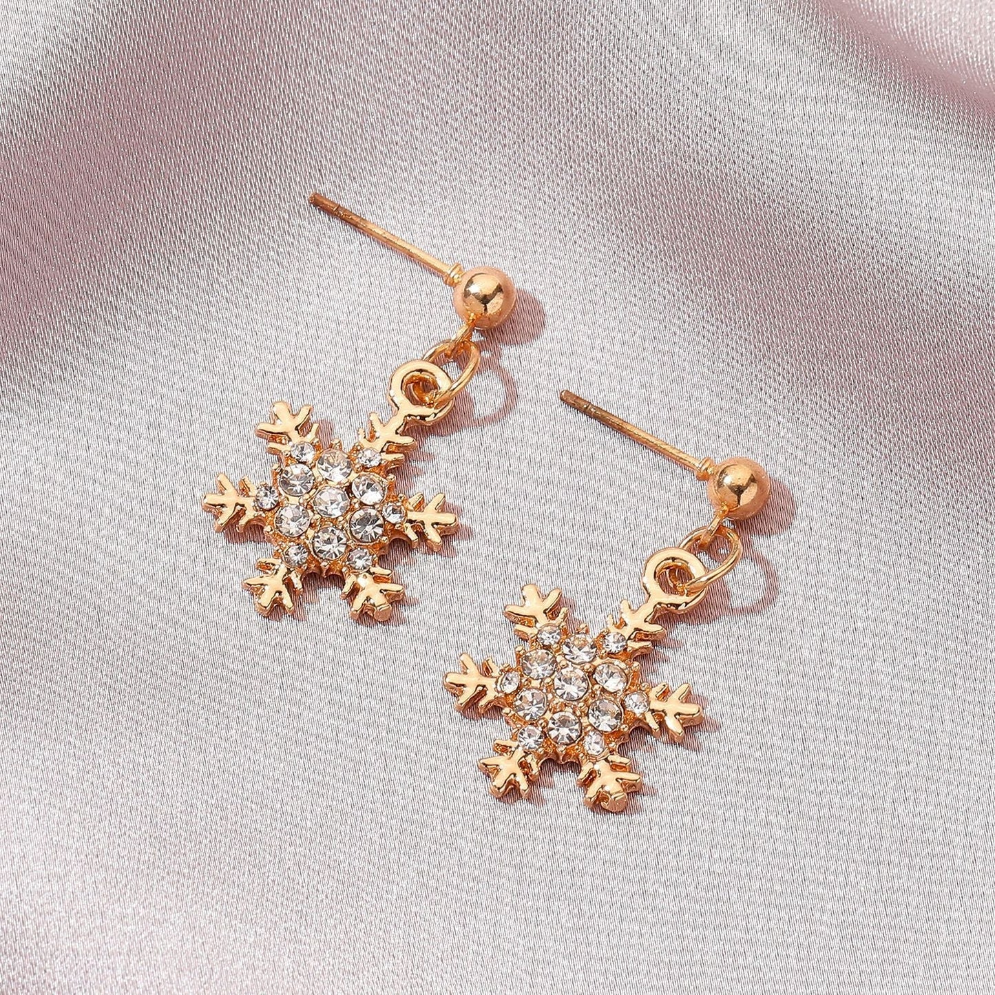 Crystal Snowflake Design Jewelry Fashion Dangle Earrings for Girls Party Birthday Gift