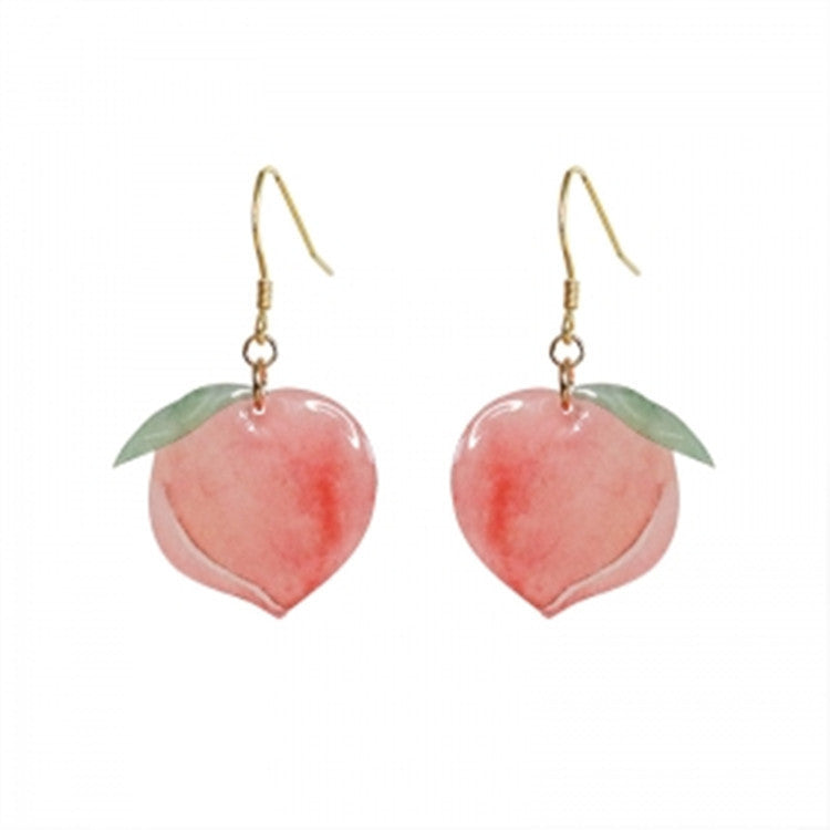 Peach Fruit Pendant Jewelry Fashion Dangle Earrings for Girls Party Birthday